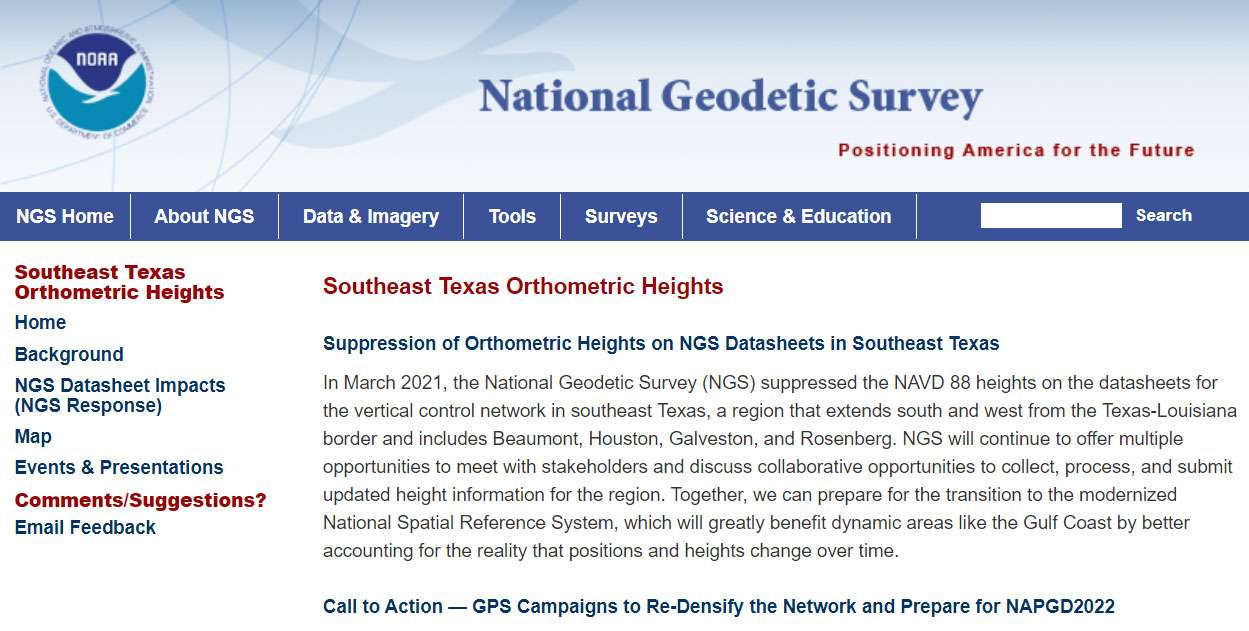 NGS Southeast Texas Orthometric Heights. (Image: NGS)