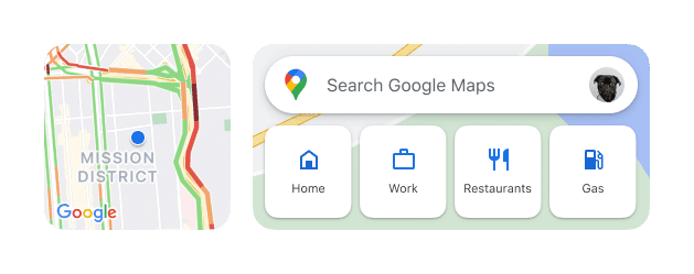 An image of the new Google Maps widgets
