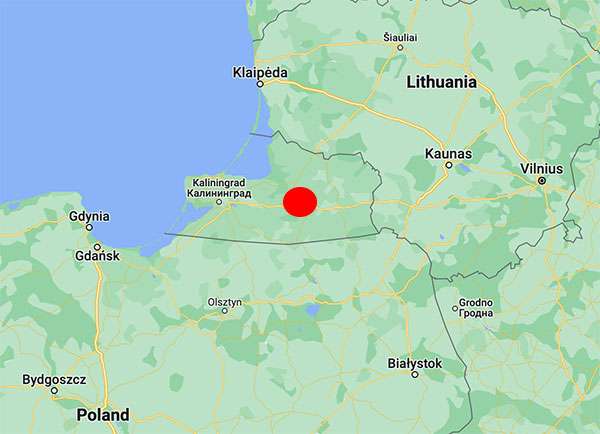 Kaliningrad is the capital of the Russian province of the same name, sandwiched between Poland and Lithuania along the Baltic Coast. (Map: Google)