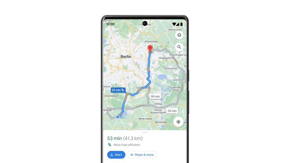 Still image of eco-friendly routing on Google Maps